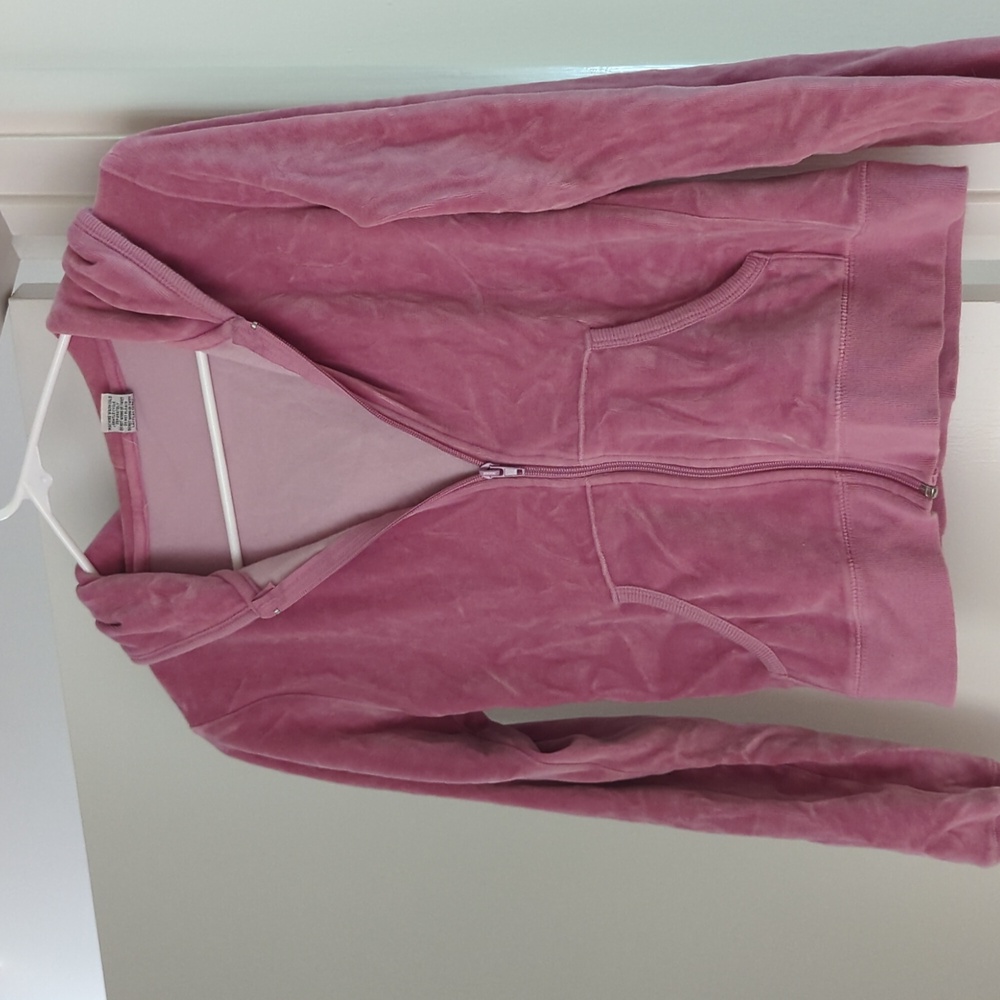 🆕 PINK VELVET ZIP UP HOODIE S